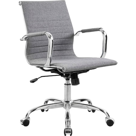Global Industrial Conference Room Chair with Mid Back & Fixed Arms, Fabric, Gray 695503FGY